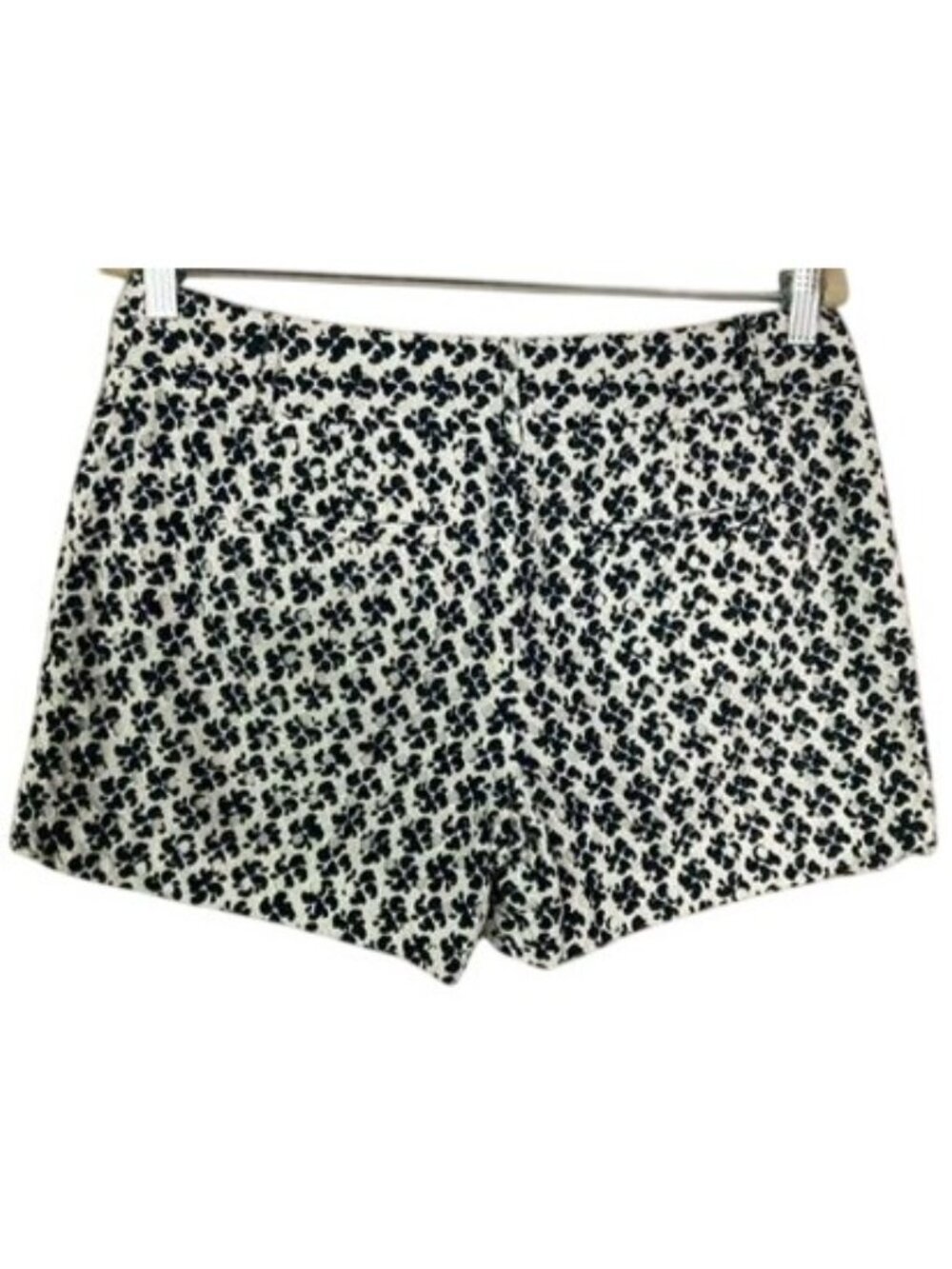LOFT Riviera Shorts Size 4 Navy White Floral Tile Print Cotton Chino Flat Front - Picture 5 of 11